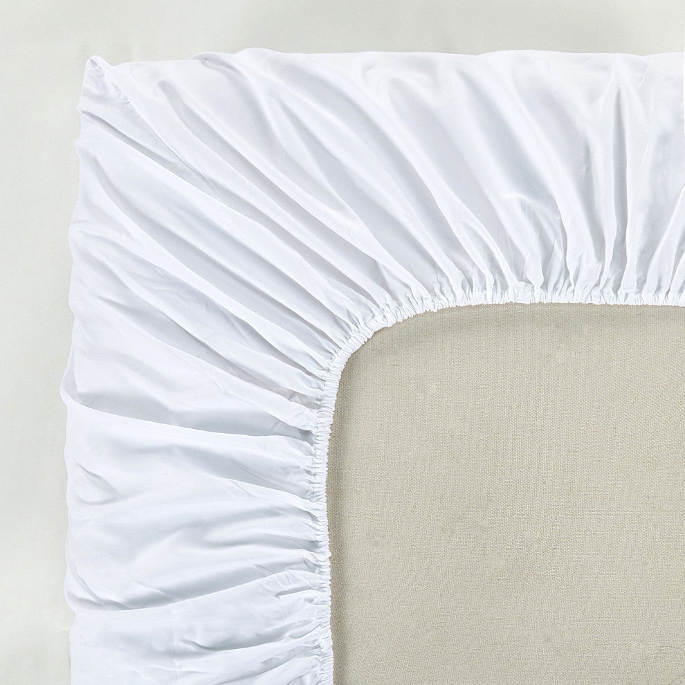 Serenta Puka Lei Embroidered 4 Piece Bed Sheet Set, White, King