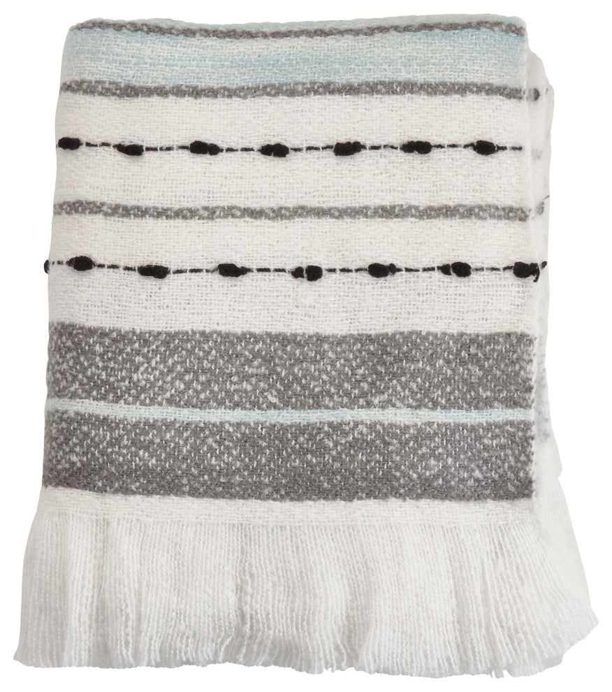 Chunky Woven Design Throw Blanket, Grey, 50"x60"
