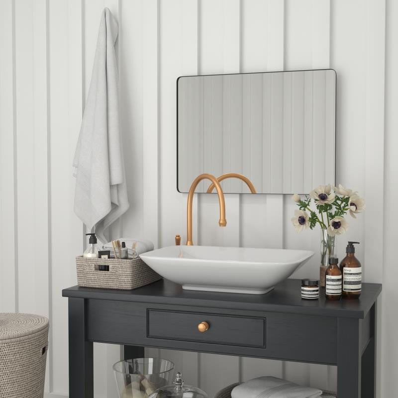 Susan Wall Mirror Hangs Horizontally or Vertically, Black, 22" X 30"