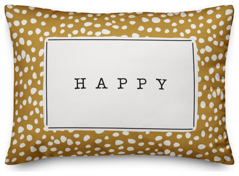 Happy Yellow and White Dalmatian 14x20 Indoor/Outdoor Pillow