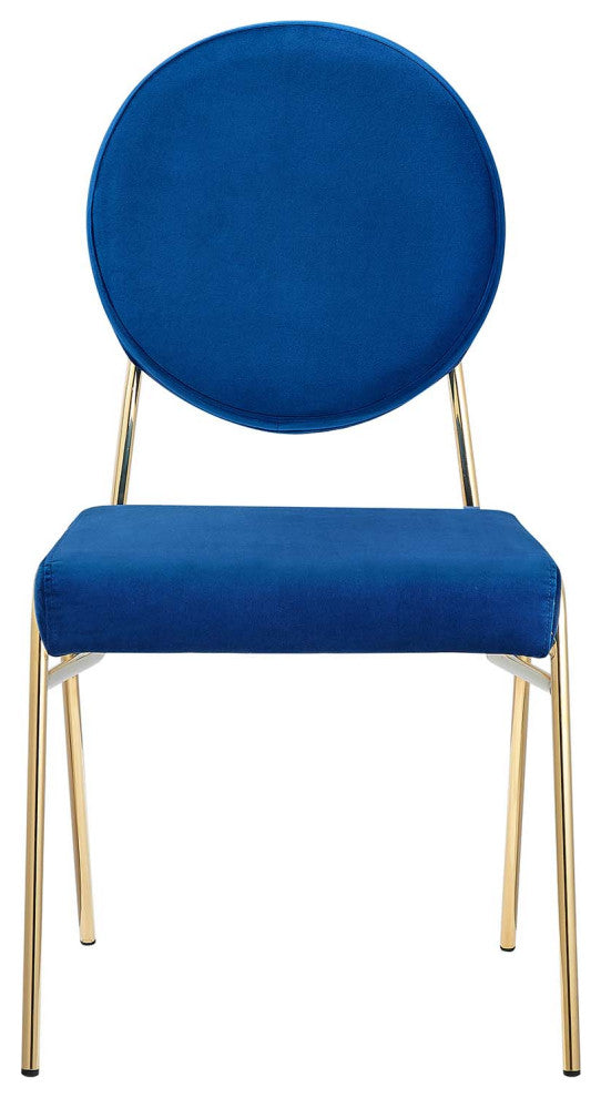 Craft Performance Velvet Dining Side Chairs, Set of 2, Gold Navy
