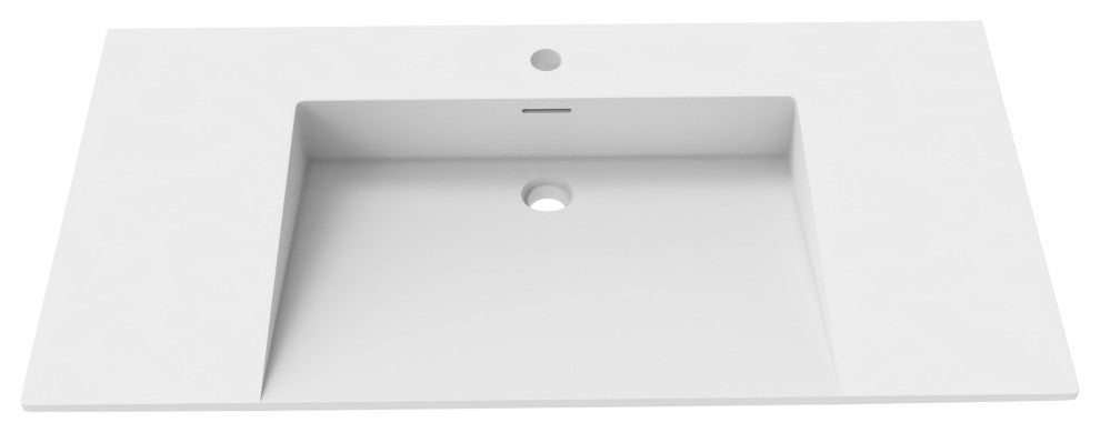 CastelloUSA Vanish Minimalist Wall Mount Bathroom Sink, White, 36''