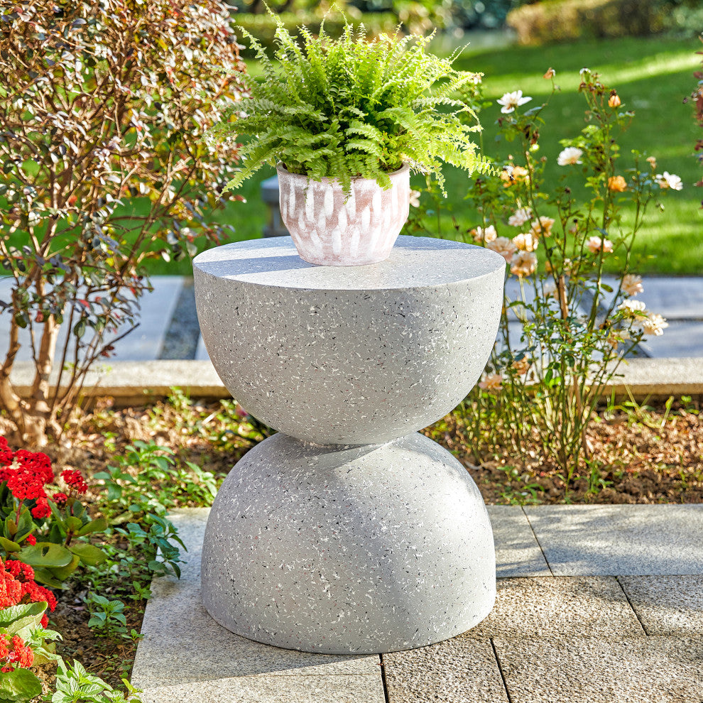 17.75'' Multi-Functional Mgo Sand Terrazzo Garden Stool, Gray