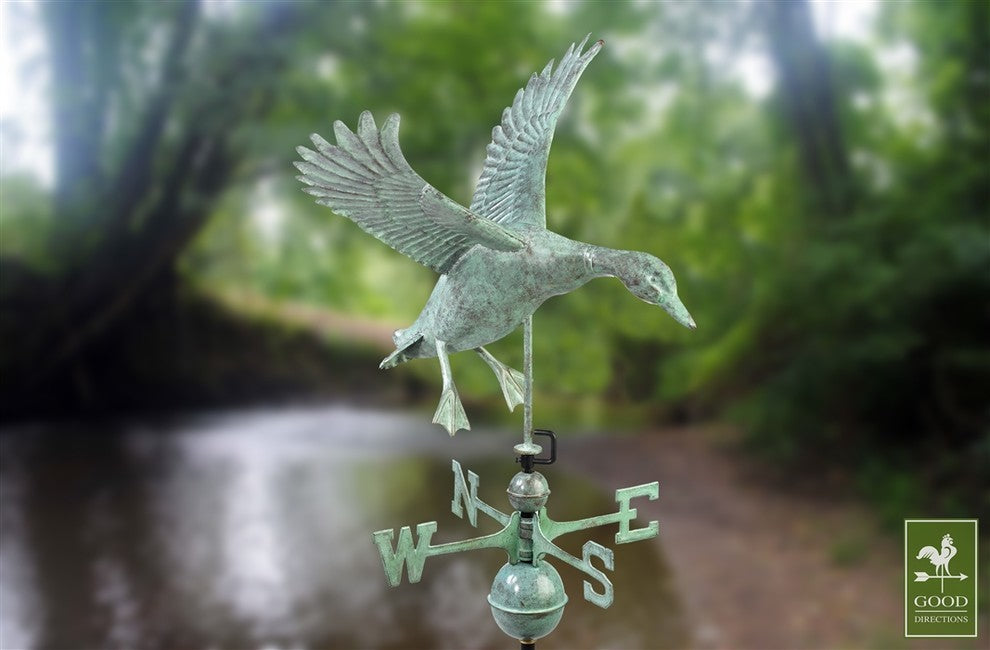 Landing Duck Weathervane, Blue Verde Copper