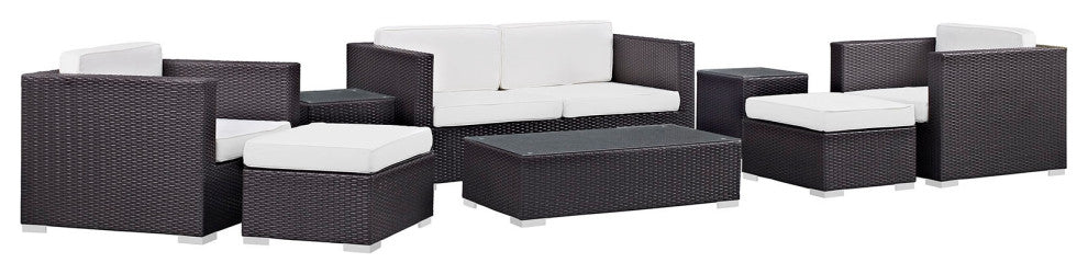 Espresso White Venice 8 Piece Outdoor Patio Sofa Set
