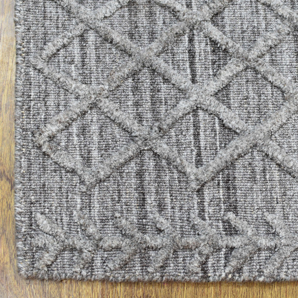 HAND WOVEN FLAT WEAVE KILIM POLYESTER AREA RUGS -Rectangle,Dark Gray,Geometric, [Rectangle] 3'x5'