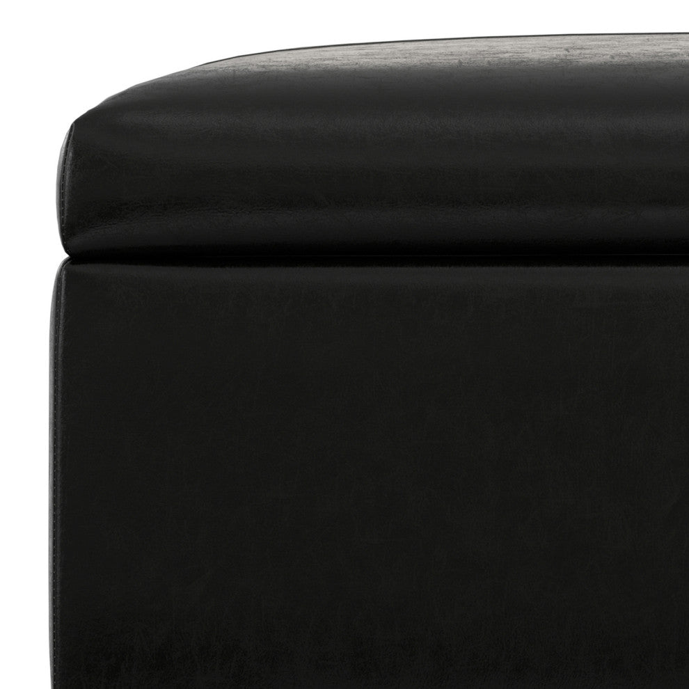 Gabbie Square Coffee Table Storage Ottoman, Midnight Black