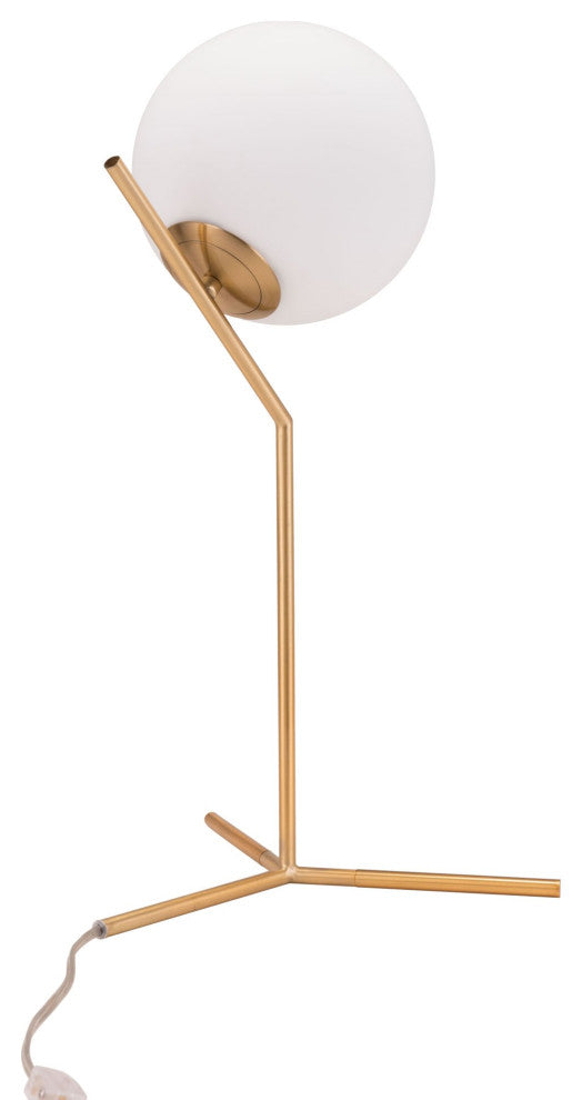 Table Lamp, Glass, Steel Metal, Brass, Gold, White, Kitchen Lounge Cafe Bistro