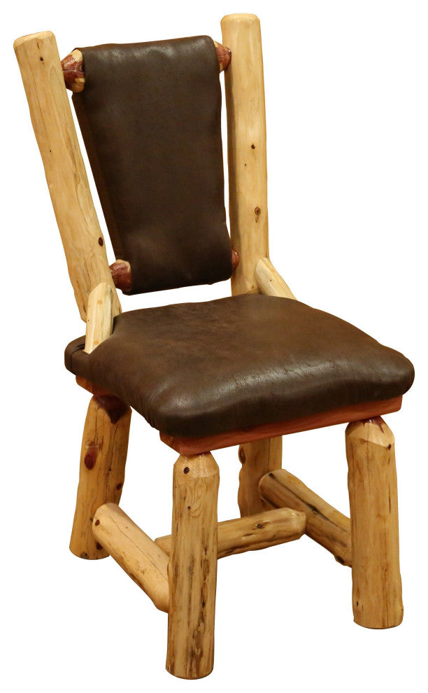 Red Cedar Log Upholstered Dining Chair, Quarter Espresso