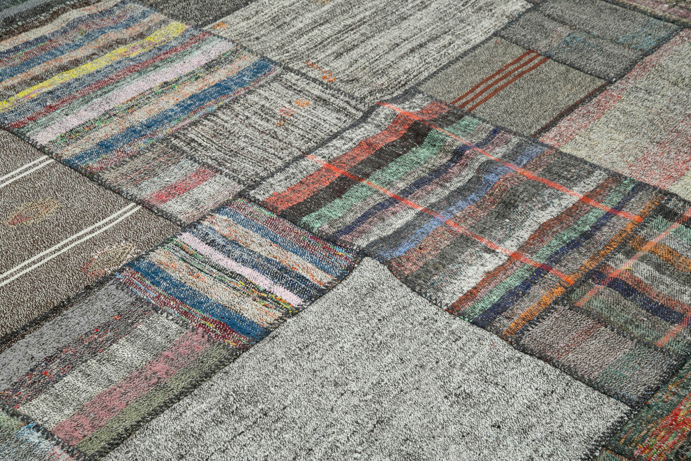 Rug N Carpet - Handmade Oriental 10' 10'' x 13' 5'' Rustic Patchwork Kilim Rug