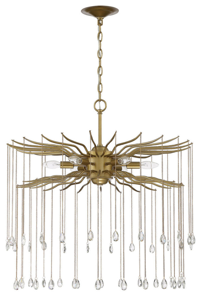 Lark 6-Light Round Statement Brass and Crystal Chandelier