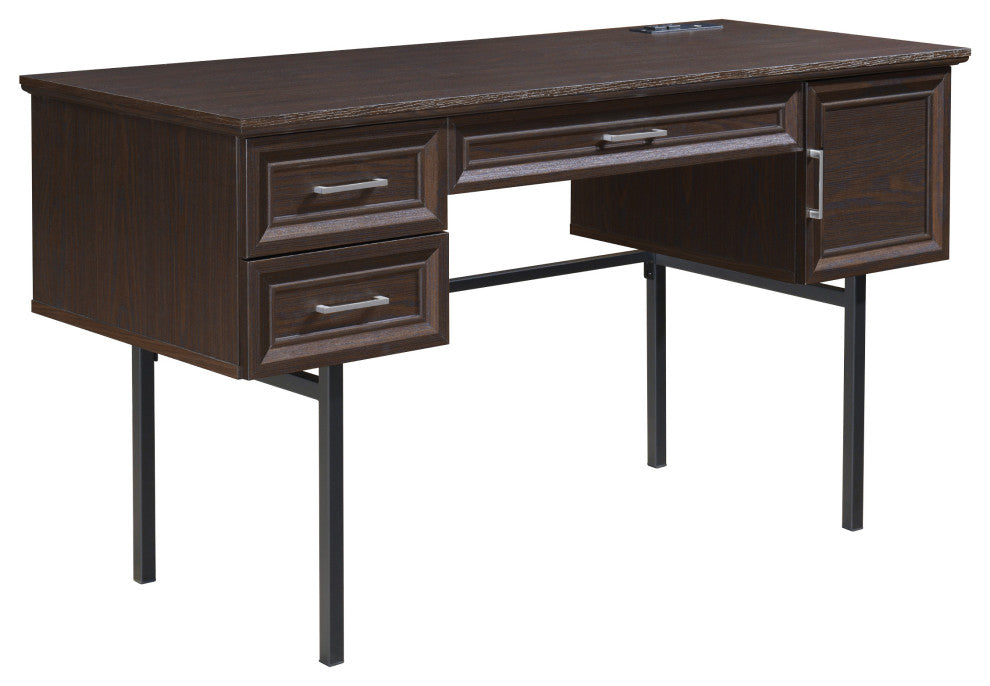 Jefferson Executive Desk, Power and Lockdowel Fastening System, Espresso Finish