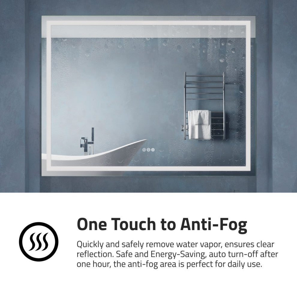 ANZZI 36" x 48" Frameless LED Front/Back Light Bathroom Mirror WithDefogger