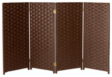 3 ft. Short Woven Fiber Room Divider 4 Panel Dark Mocha