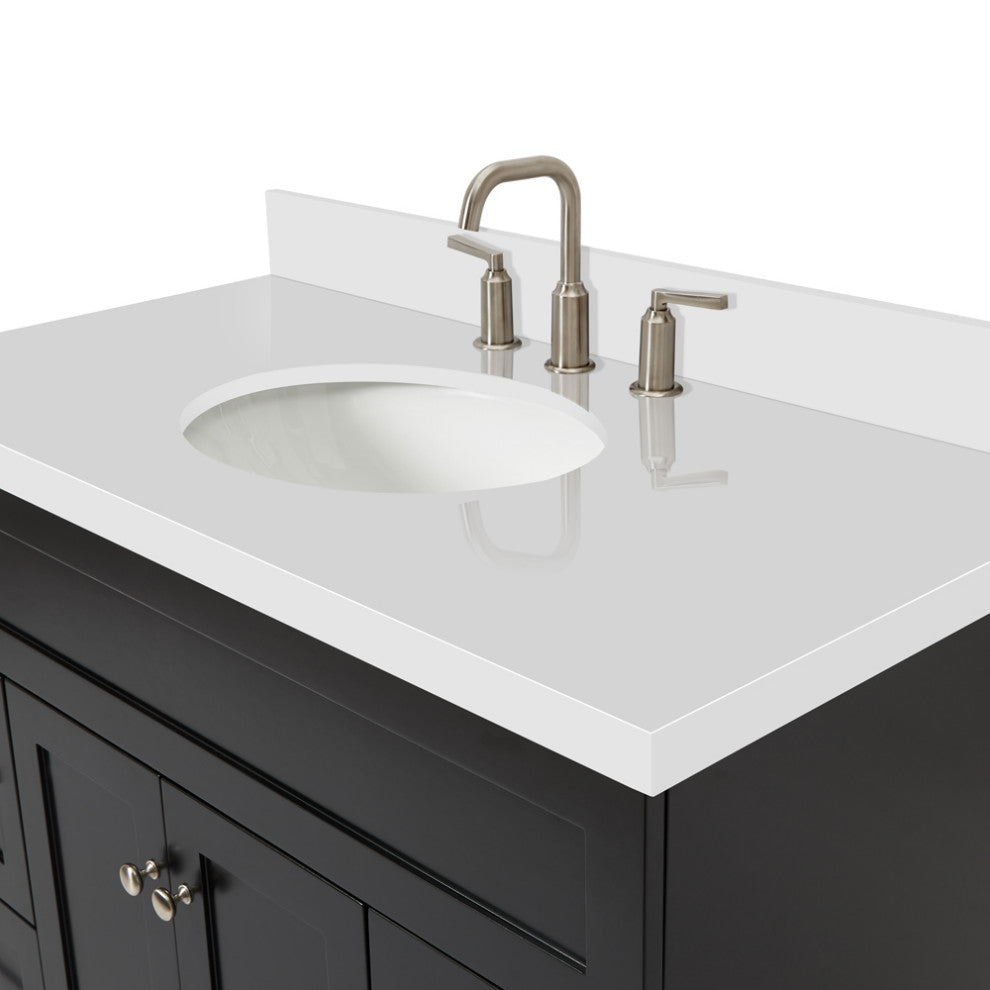 Ariel Hamlet 43" Oval Sink Bath Vanity, 1.5" White Quartz