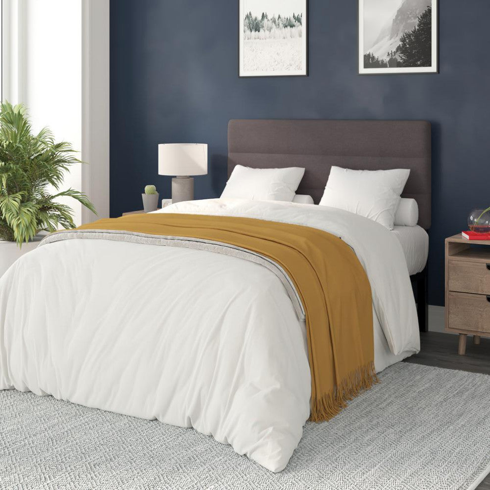 Paxton Stitched Upholstered Adjustable Height Headboard, Gray, Full
