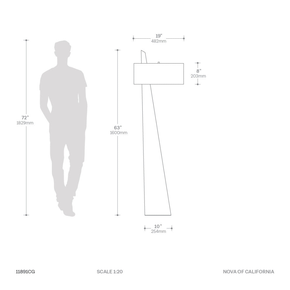 Obelisk Floor Lamp - Natural Ash Wood Finish, White Cotton-Linen Shade