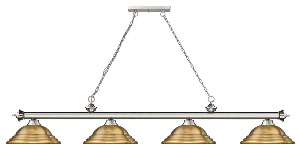 Zlite 2306-4BN-SRB 4-Light Billiard, Rubbed Brass