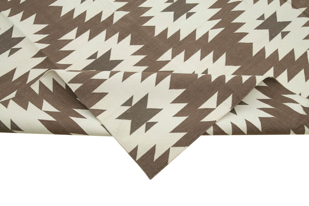 Rug N Carpet - Handmade Wool 9' 11'' x 13' 10'' Modern Design Dhurrie Kilim Rug