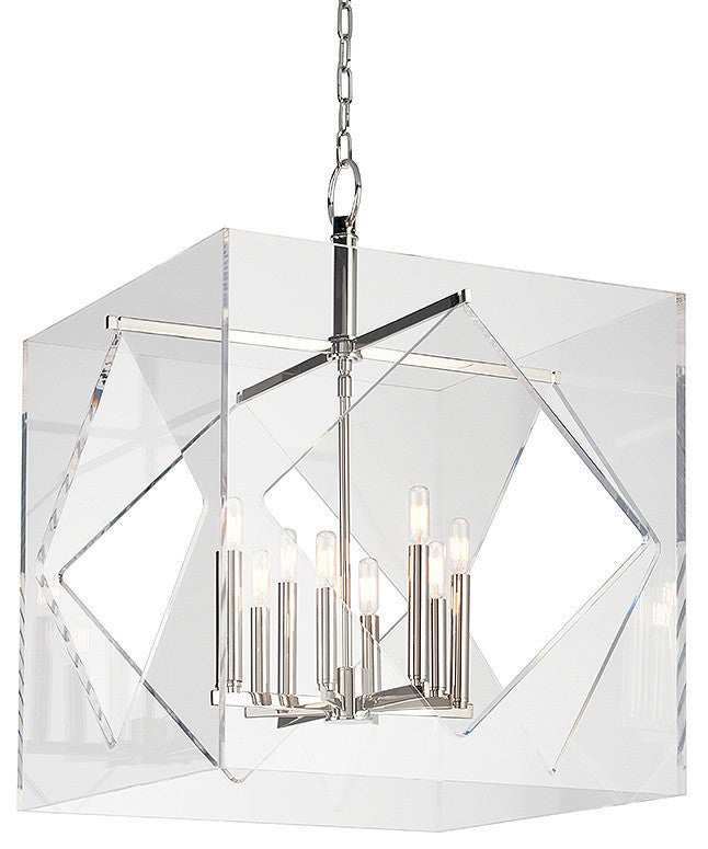 Travis, 24" Pendant, Polished Nickel Finish, Clear Acrylic