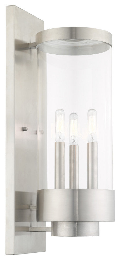 Livex Lighting Hillcrest 3 Light Brushed Nickel Large Outdoor Wall Lantern