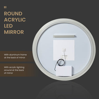 Moscow Circular Frameless LED Wall Bath Vanity Mirror, Acrylic, 36"w X 36"h