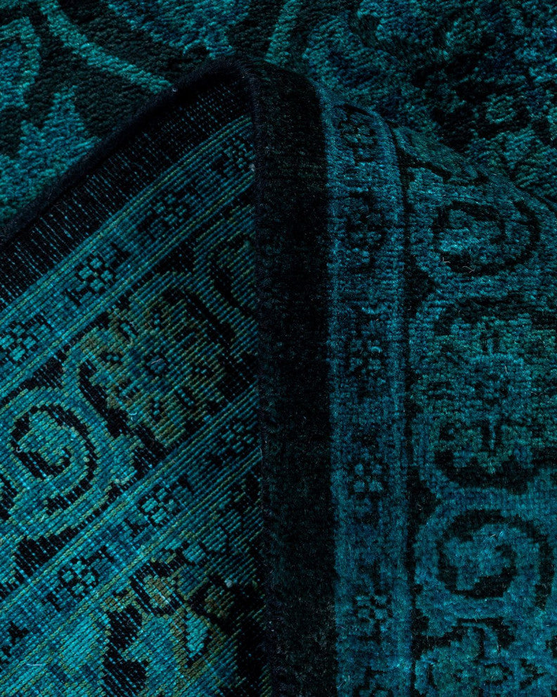 Fine Vibrance, One-of-a-Kind Hand-Knotted Runner Rug Black, 2'6"x11'9"