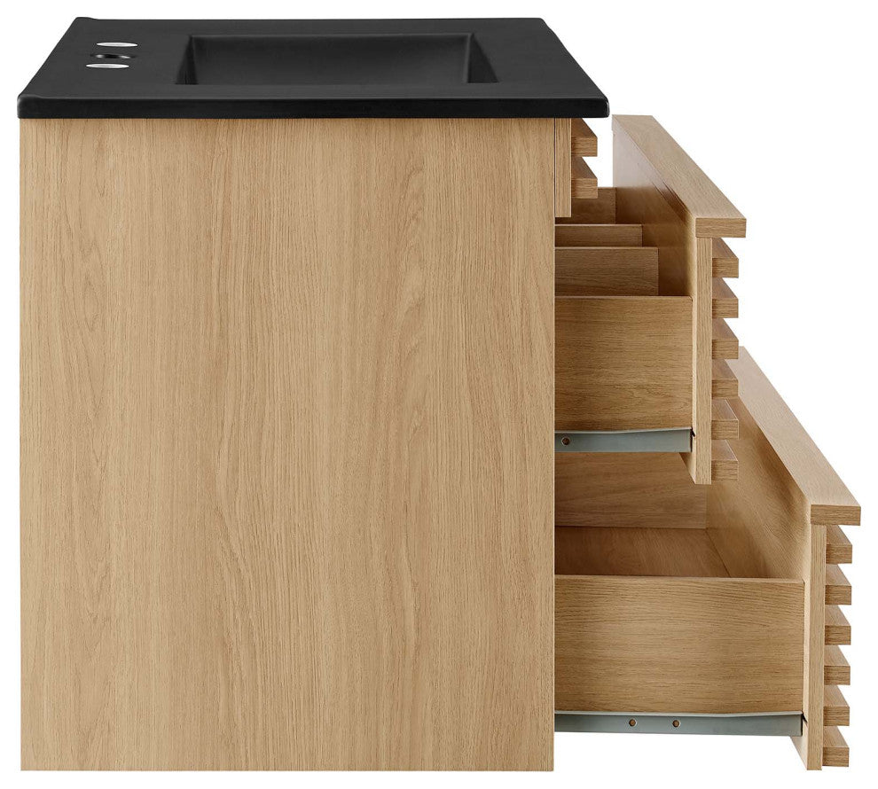 Render 30" Wall-Mount Bathroom Vanity, Oak Black