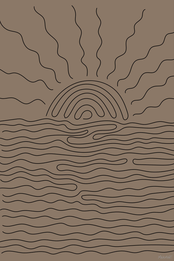 "Linear Sunrise" Painting Print on Wrapped Canvas, 8x12