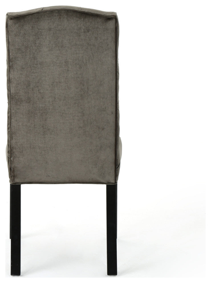 GDF Studio Joyce Traditional Crown Top New Velvet Dining Chairs, Set of 2, Gray