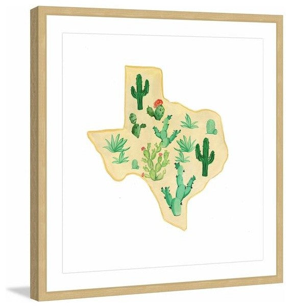 "Texas Cactus" Framed Painting Print, 12"x12"