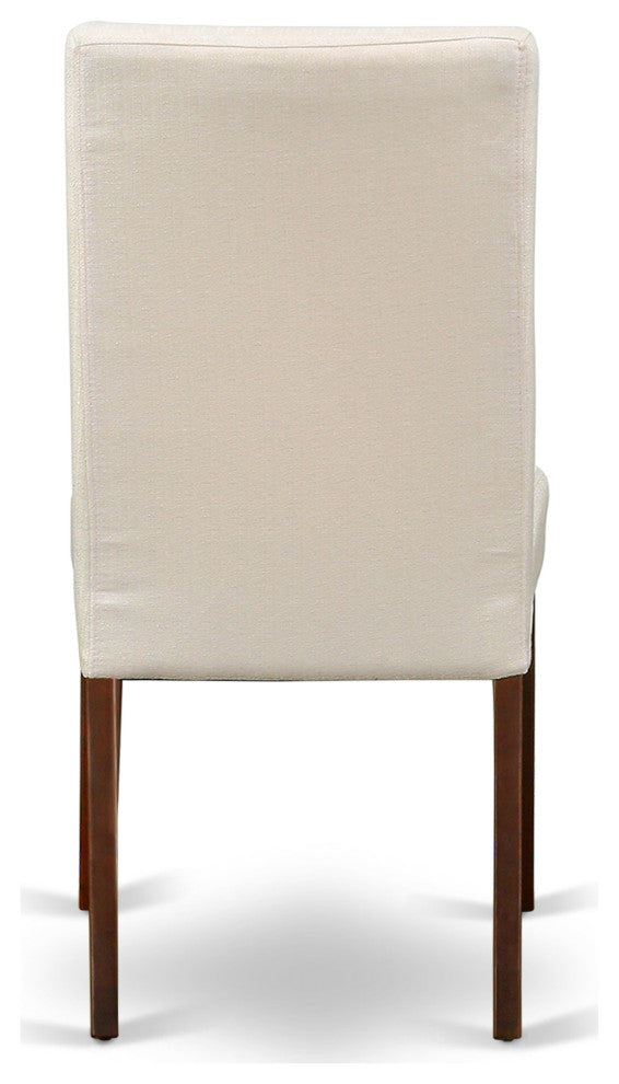 Parson Chair With Mahogany Finish Leg And Linen Fabric- Cream Color - Set Of 2