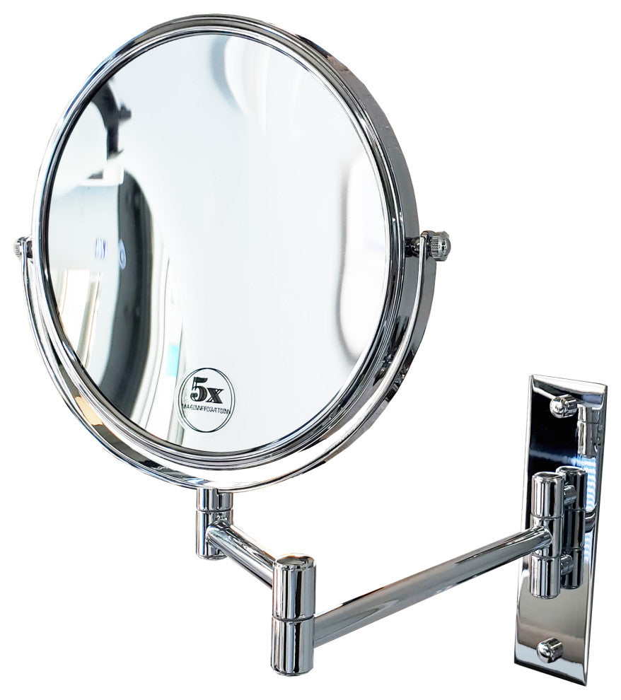 Wall mount 8" Two sided swivel magnification mirror, Chrome