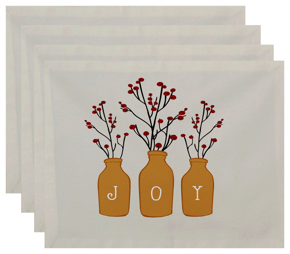 Decorative Holiday Placemat, Set of 4 Floral, Gold