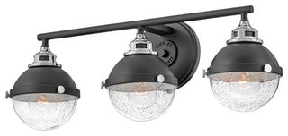 Hinkley Fletcher 25" Three Light Bath Vanity Fixture, Black + Chrome