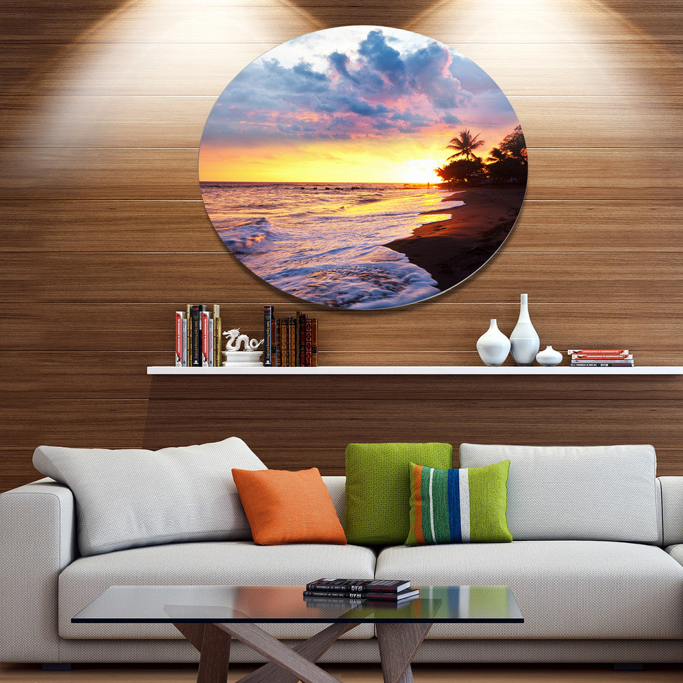 Sea Sunset In Olympic Park Coast, Seashore Round Wall Art, 36"