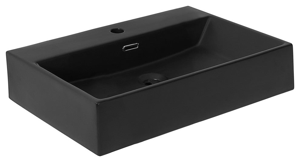 Claire 24" Rectangle Wall-Mount Bathroom Sink, Matte Black