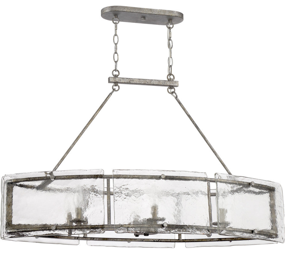 Quoizel FTS638 Fortress 6 Light 39"W Linear Chandelier - Mottled Silver