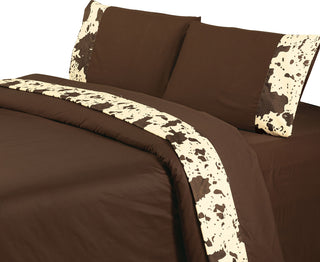 Printed Cowhide Sheet Set, Chocolate, Twin