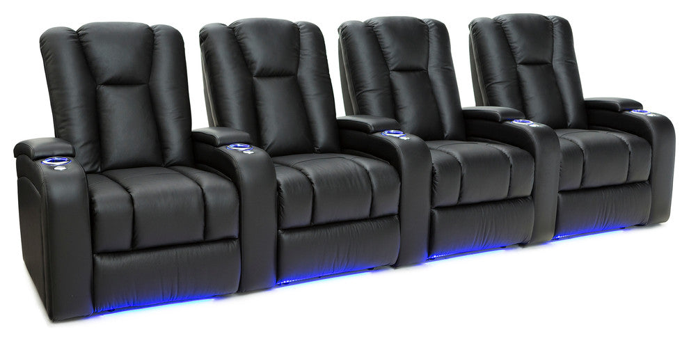 Seatcraft Serenity Leather Home Theater Seating Power Recline, Black,