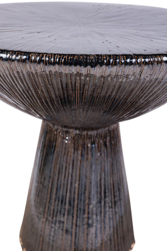 Sunburst Smoke Ceramic Patio Accent Table