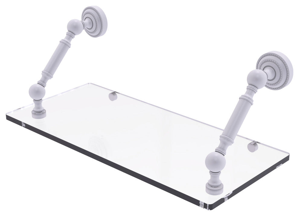 Dottingham 18" Floating Glass Shelf, Matte White