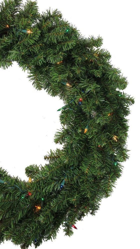 24" Pre-Lit Canadian Pine Artificial Christmas Wreath, Multi Lights
