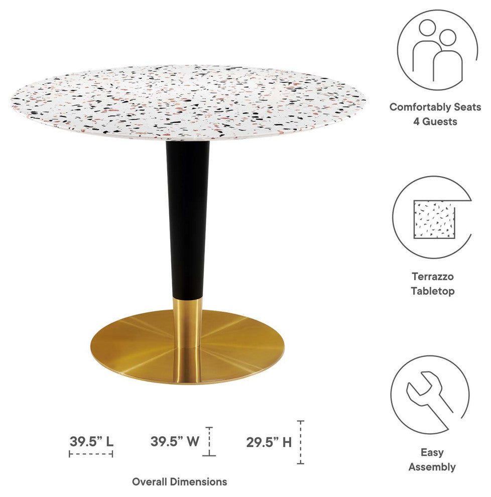 Zinque 40" Round Terrazzo Dining Table