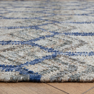 8' x 10' Marquesas Ivory and Blue Trellis Flatweave Area Rug