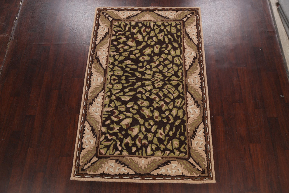Floral Brown Oriental Area Rug Wool Hand-tufted Bedroom Carpet 5x8