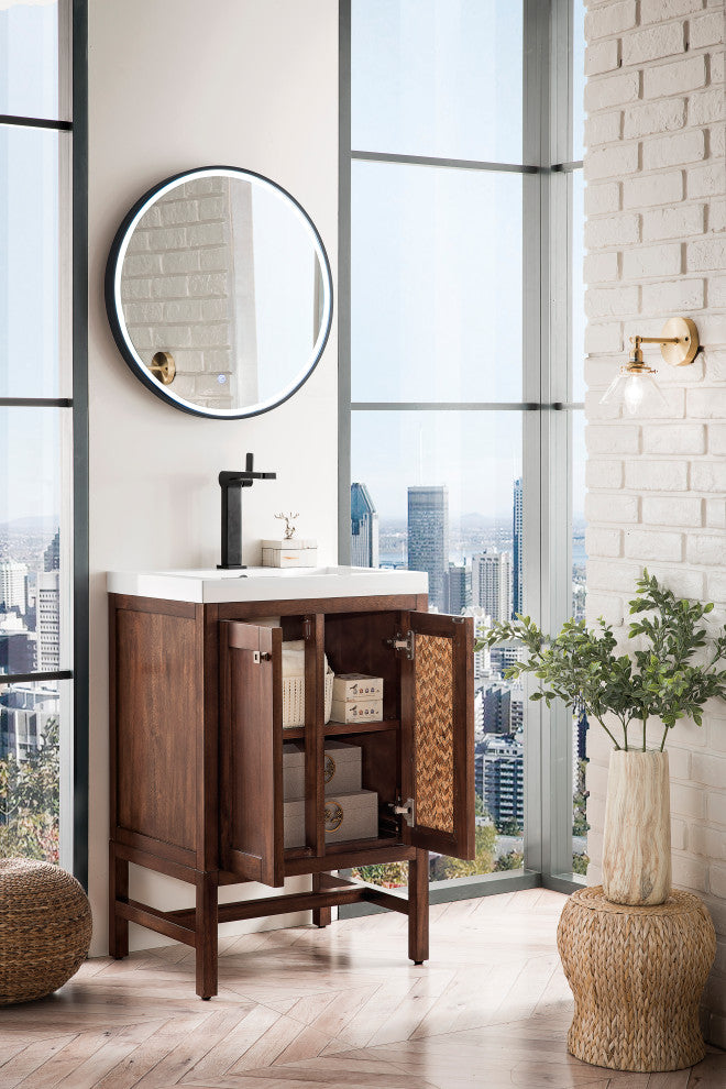 Addison 24" Vanity, Acacia, White Glossy Resin Countertop