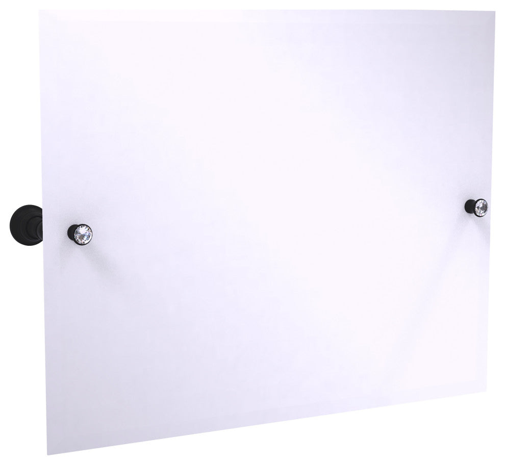 Carolina Crystal Landscape Tilt Mirror with Beveled Edge, Matte Black