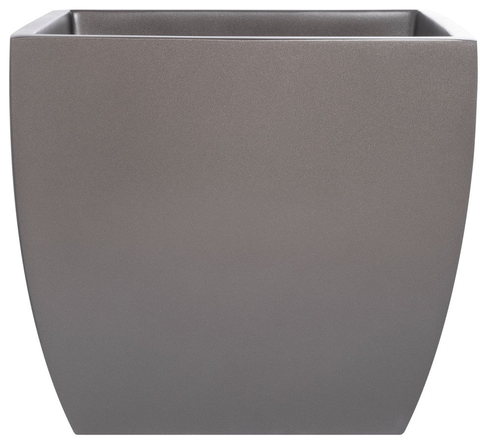 Pacifica Square Curved Planter Box, Gray, 16"x16"x14.5"