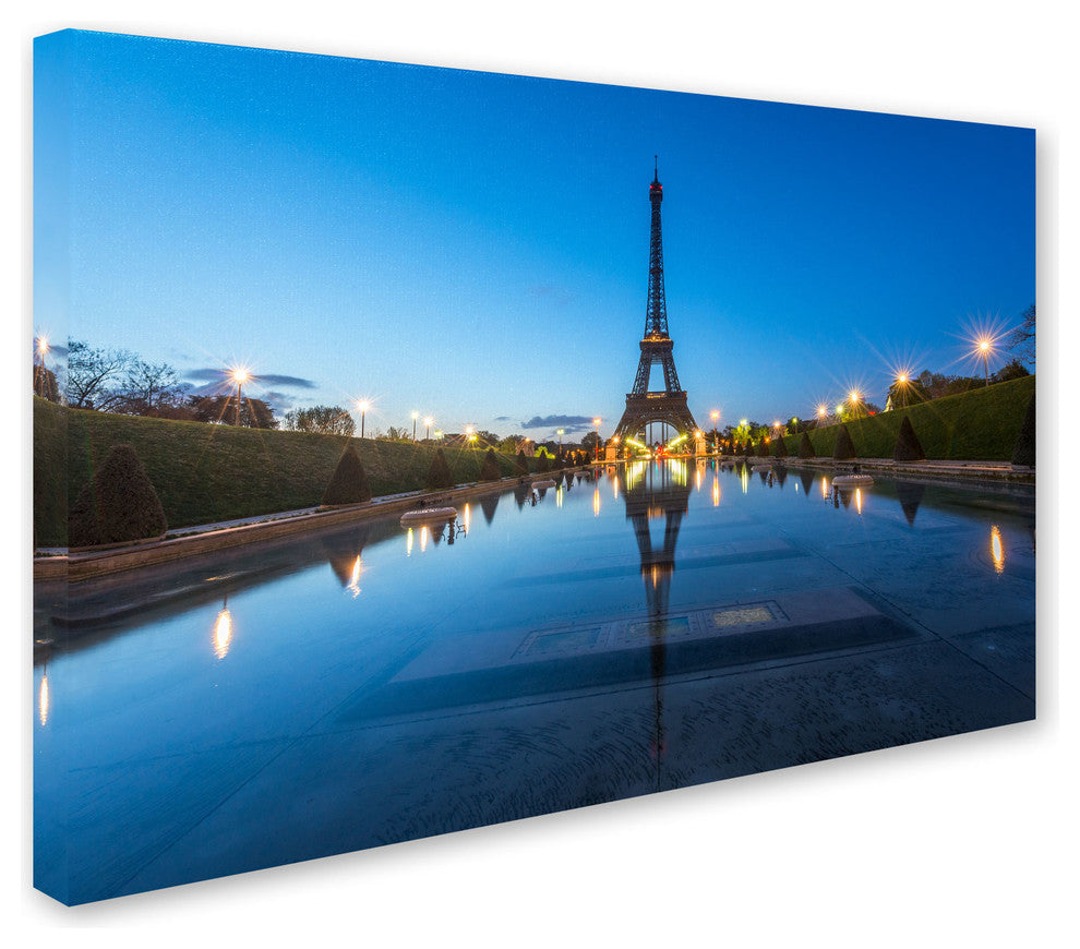 'Blue Hour in Front of the Eiffel Tower' Canvas Art by Mathieu Rivrin